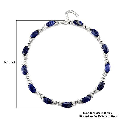 Sodalite 250.00 ctw Molto Kiss Necklace in Silvertone 18-20 Inches