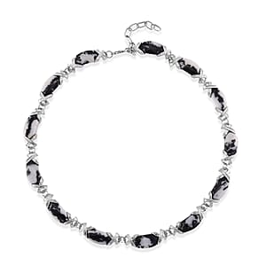 Grey Zebra Jasper 250.00 ctw Molto Kiss Necklace in Silvertone 18-20 Inches