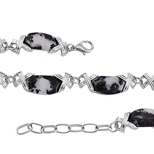 Grey Zebra Jasper 250.00 ctw Molto Kiss Necklace in Silvertone 18-20 Inches