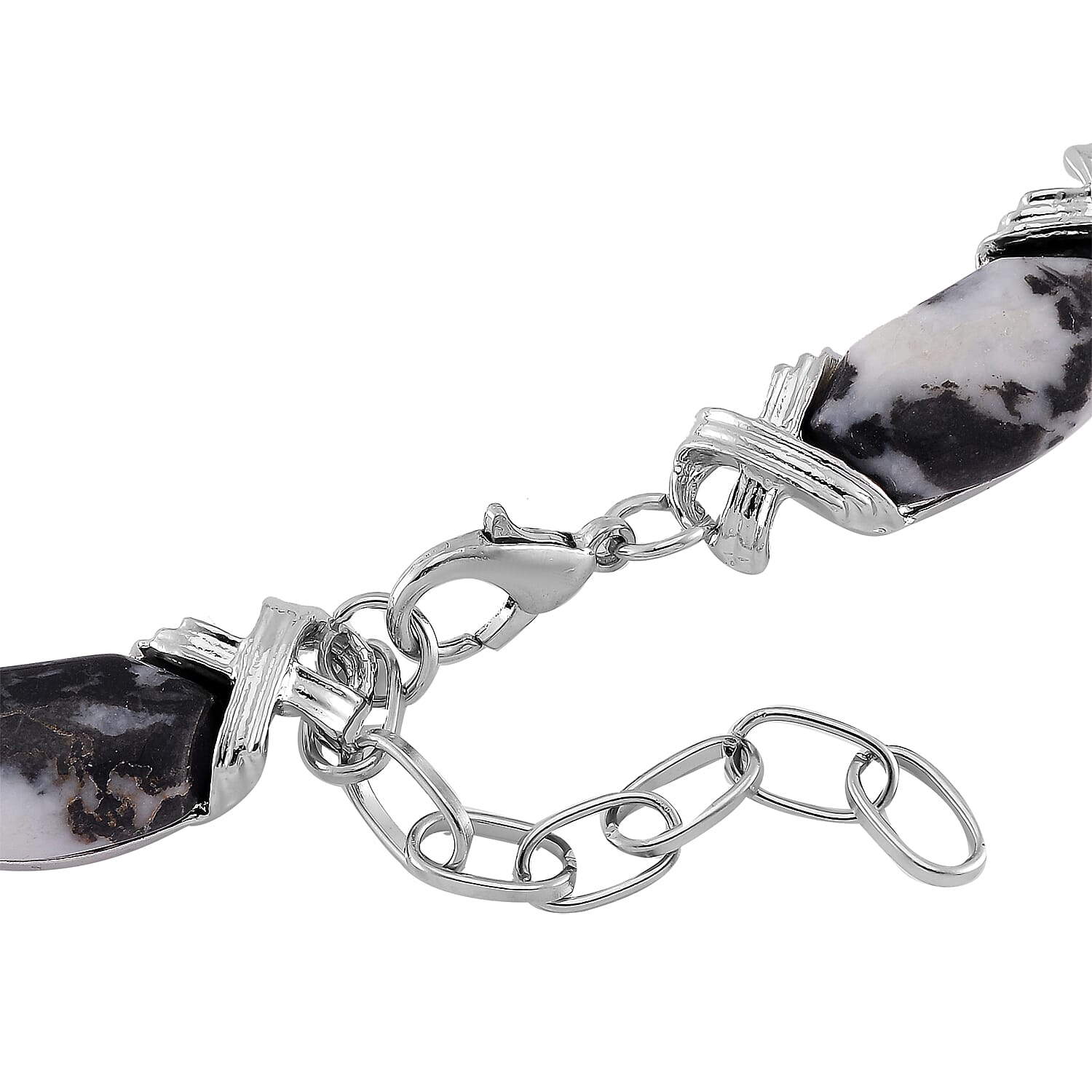 Grey Zebra Jasper 250.00 ctw Molto Kiss Necklace in Silvertone 18-20 Inches