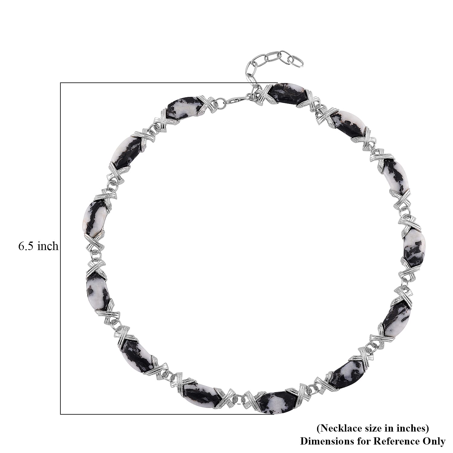 Grey Zebra Jasper 250.00 ctw Molto Kiss Necklace in Silvertone 18-20 Inches
