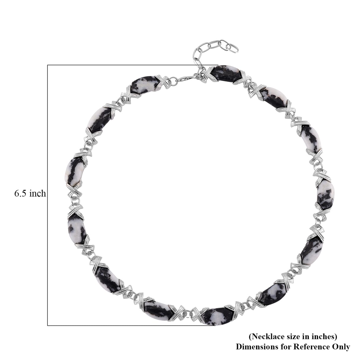 Grey Zebra Jasper 250.00 ctw Molto Kiss Necklace in Silvertone 18-20 Inches image number 5