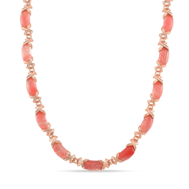Cherry Quartz 250.00 ctw Molto Kiss Necklace in Rosetone 18-20 Inches