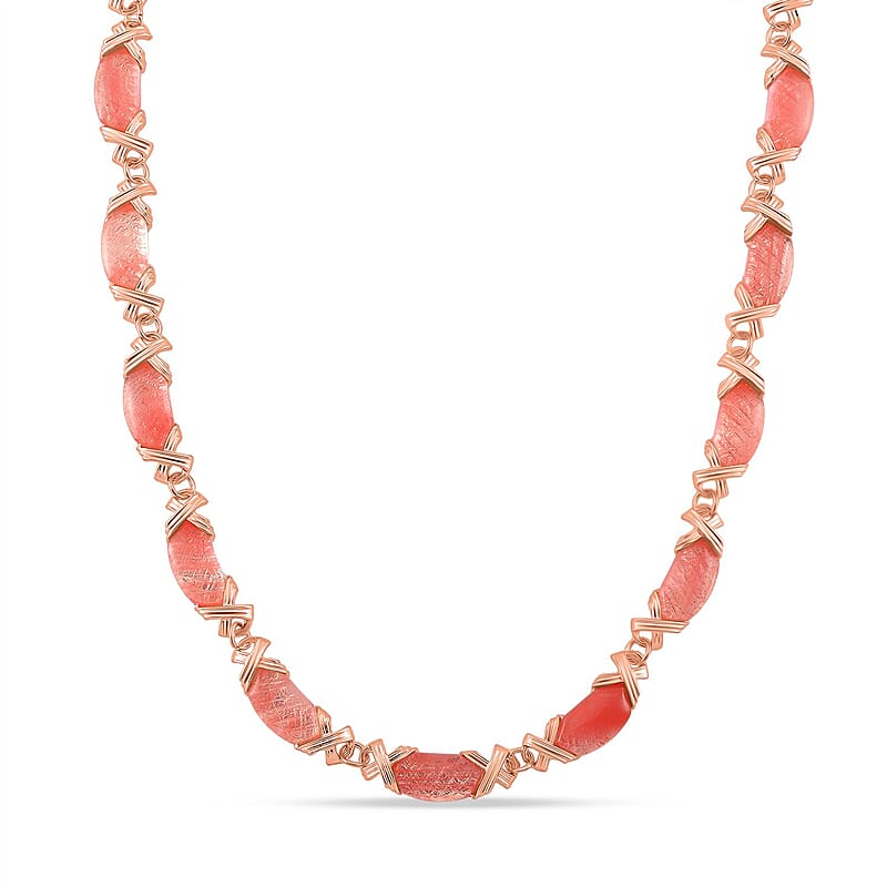 Cherry Quartz 250.00 ctw Molto Kiss Necklace in Rosetone 18-20 Inches