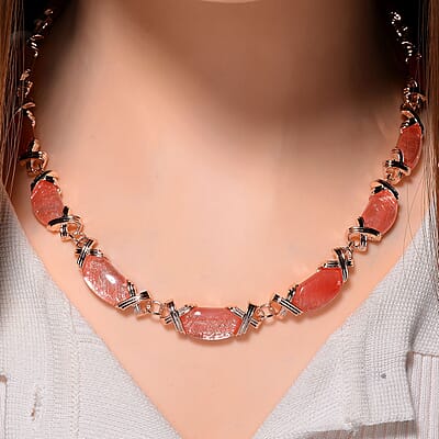 Cherry Quartz 250.00 ctw Molto Kiss Necklace in Rosetone 18-20 Inches