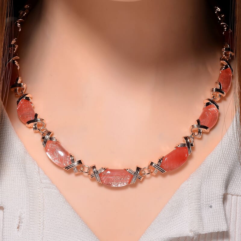 Cherry Quartz 250.00 ctw Molto Kiss Necklace in Rosetone 18-20 Inches