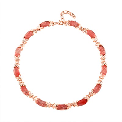 Cherry Quartz 250.00 ctw Molto Kiss Necklace in Rosetone 18-20 Inches