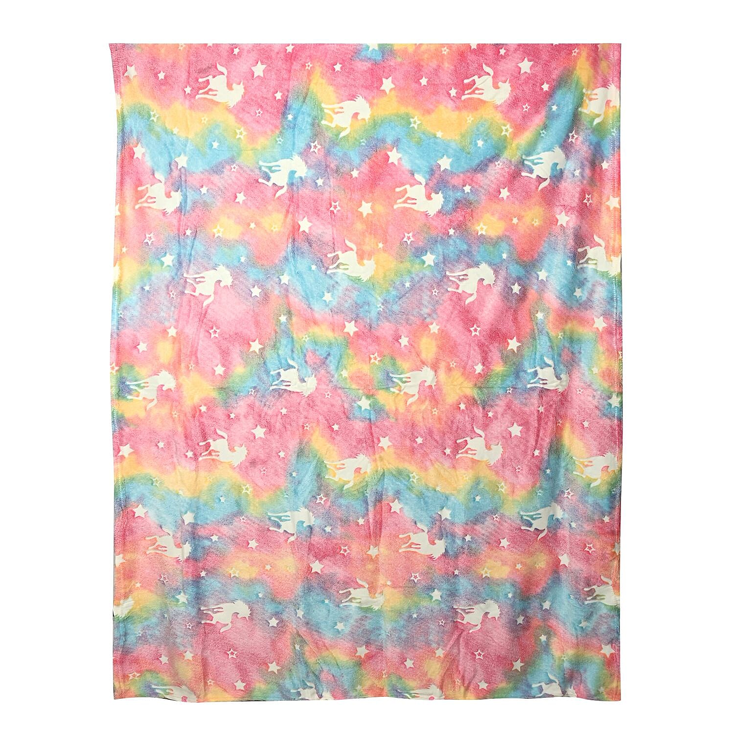 Closeout RD Glow In The Dark Plush Blanket 60x50 Unicorn