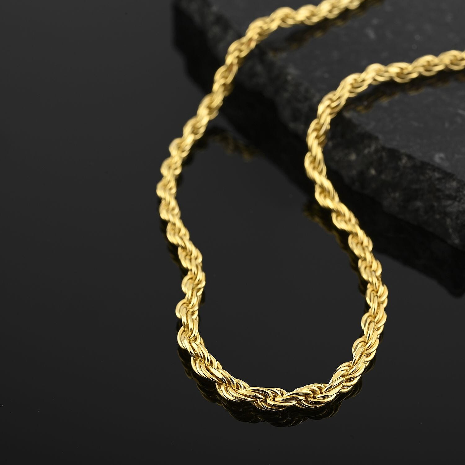 Rope Chain Necklace in 14K Yellow Gold Over Sterling Silver 17.8 Grams 24 Inches