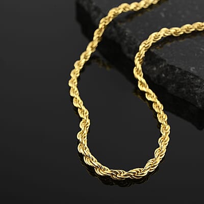 Rope Chain Necklace in 14K Yellow Gold Over Sterling Silver 17.8 Grams 24 Inches