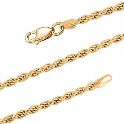 Rope Chain Necklace in 14K Yellow Gold Over Sterling Silver 17.8 Grams 24 Inches