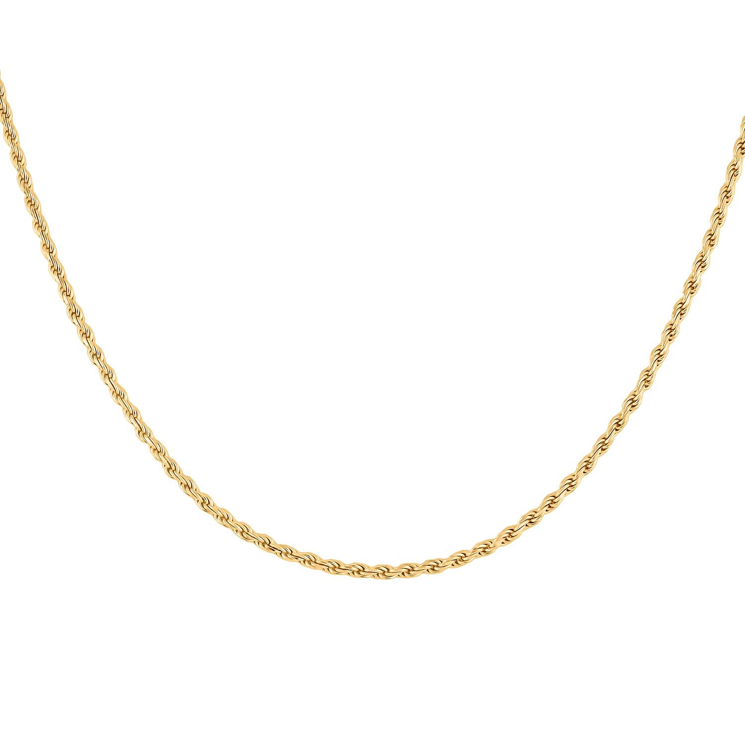 Rope Chain Necklace in 14K Yellow Gold Over Sterling Silver 17.8 Grams 24 Inches