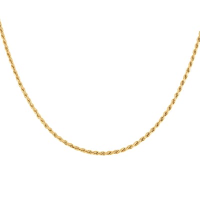 Rope Chain Necklace in 14K Yellow Gold Over Sterling Silver 17.8 Grams 24 Inches