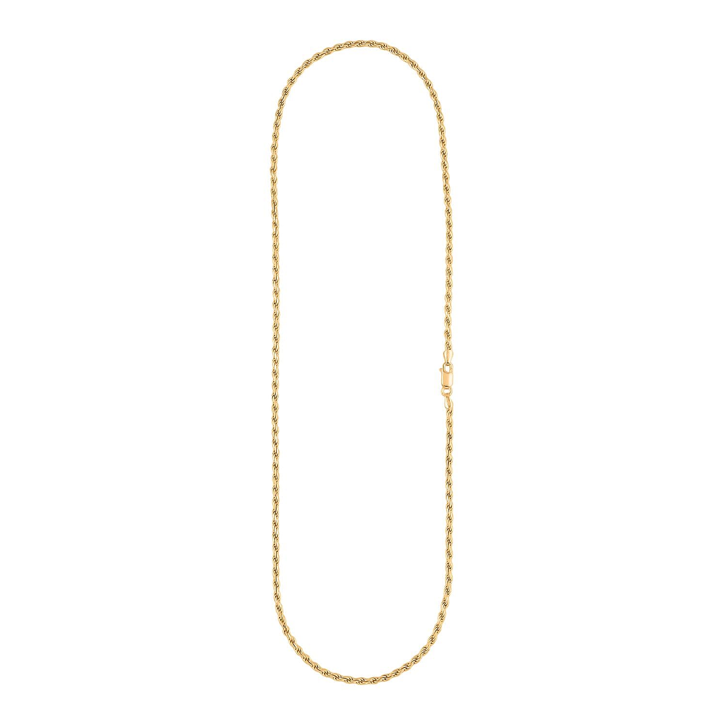Rope Chain Necklace in 14K Yellow Gold Over Sterling Silver 17.8 Grams 24 Inches