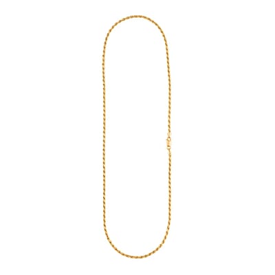 Rope Chain Necklace in 14K Yellow Gold Over Sterling Silver 17.8 Grams 24 Inches