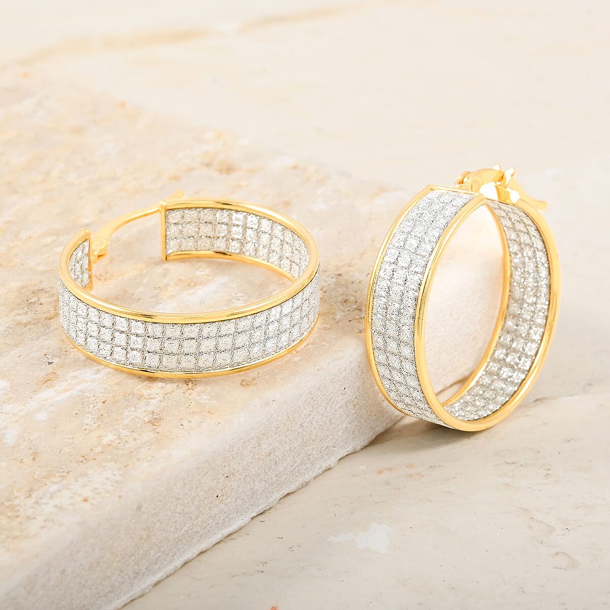 Hoop Earrings in 14K Yellow Gold Over Sterling Silver 4.10 Grams image number 1