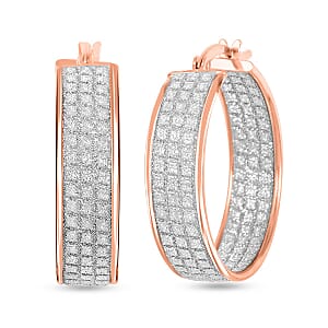 Hoop Earrings in 14K RG Over Sterling Silver 4.10 Grams