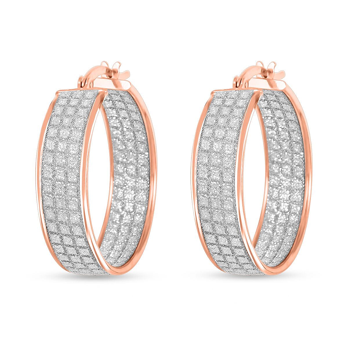 Hoop Earrings in 14K RG Over Sterling Silver 4.10 Grams image number 3