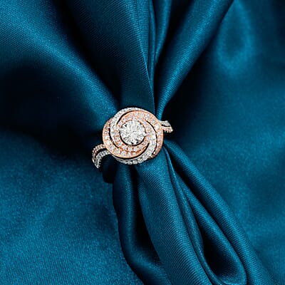 Modani 950 Platinum and 18K Rose Gold Natural Pink and White Diamond Ring (Size 7.0) (5.35 g) 1.29 ctw