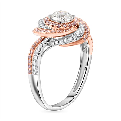 Modani 950 Platinum and 18K Rose Gold Natural Pink and White Diamond Ring (Size 7.0) (5.35 g) 1.29 ctw