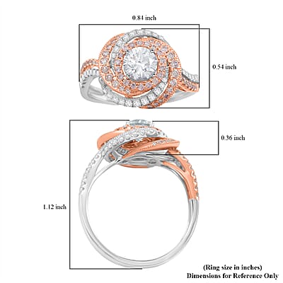 Modani 950 Platinum and 18K Rose Gold Natural Pink and White Diamond Ring (Size 7.0) (5.35 g) 1.29 ctw