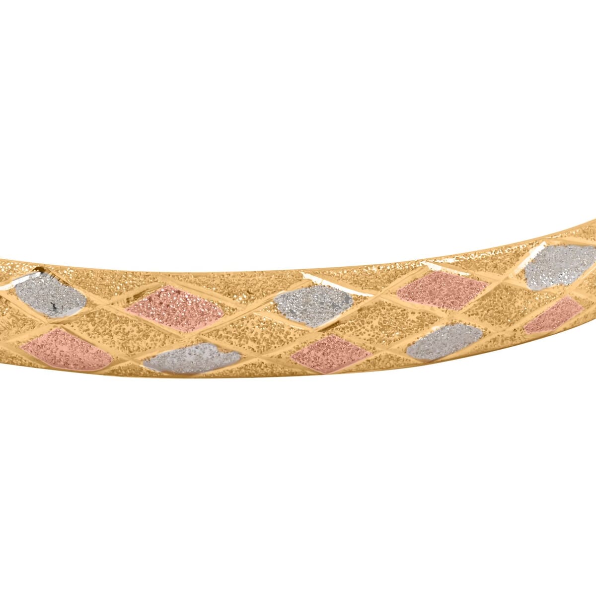 Diamond Cut Sandblasting Bangle Bracelet in 14K Yellow Rose Gold Over and Sterling Silver (8.00 In) 4.10 Grams image number 2
