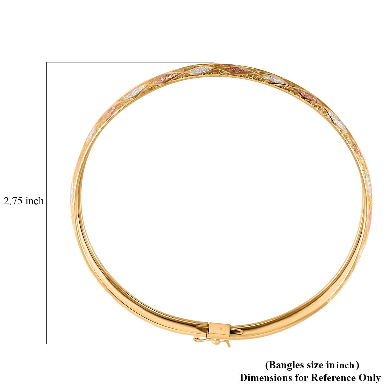 Diamond Cut Sandblasting Bangle Bracelet in 14K Yellow Rose Gold Over and Sterling Silver (8.00 In) 5.40 Grams