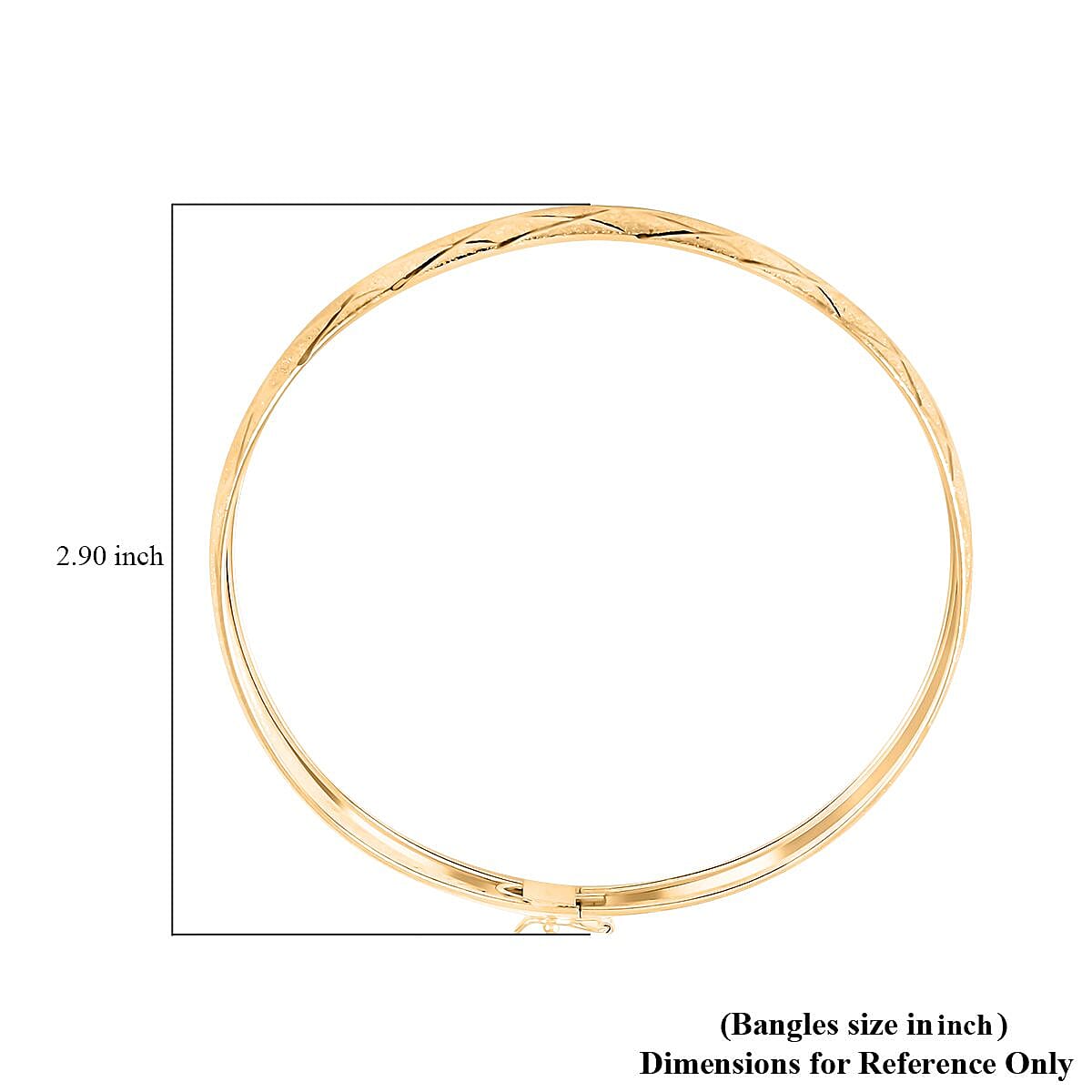 Diamond Cut Sandblasting Bangle Bracelet in 14K Yellow Gold Over Sterling Silver (8.00 In) 4.10 Grams image number 4