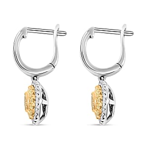Modani Natural Yellow and White Diamond 0.67 ctw Earrings in 950 Platinum and 18K Yellow Gold 4.85 Grams
