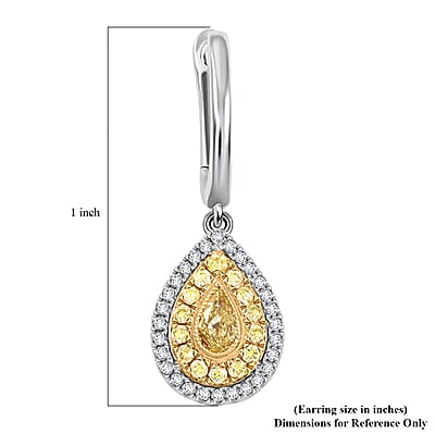 Modani Natural Yellow and White Diamond 0.67 ctw Earrings in 950 Platinum and 18K Yellow Gold 4.85 Grams