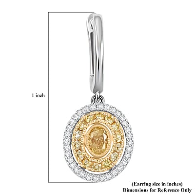 Modani Natural Yellow and White Diamond 0.67 ctw Earrings in 950 Platinum and 18K Yellow Gold 4.87 Grams