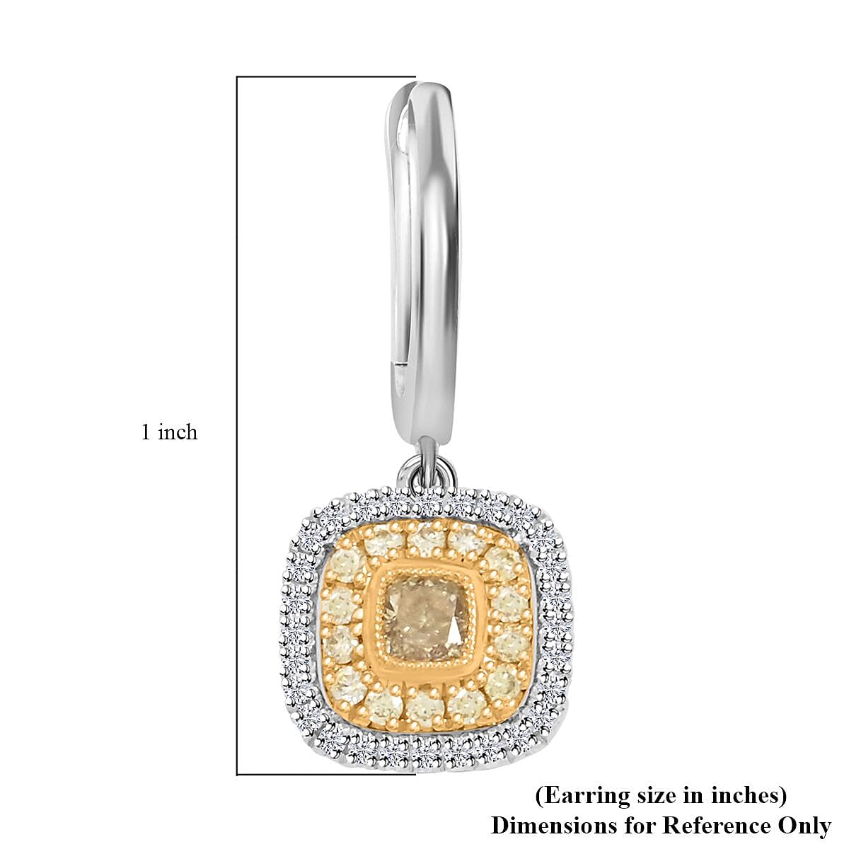 Modani Natural Yellow and White Diamond 0.69 ctw Earrings in 950 Platinum and 18K Yellow Gold 4.86 Grams