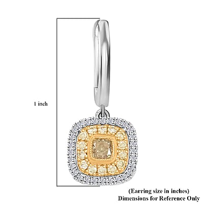 Modani Natural Yellow and White Diamond 0.69 ctw Earrings in 950 Platinum and 18K Yellow Gold 4.86 Grams