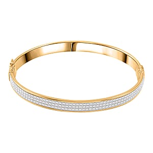 Stardust Bangle Bracelet in 14K Yellow Gold Over Sterling Silver (7.50 In) 13.50 Grams