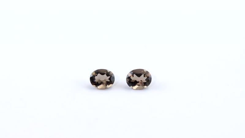 Brazilian Smoky Quartz Set of 2 (Oval 5x4 mm) 0.58 ctw