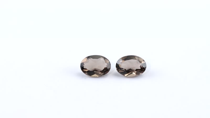 Brazilian Smoky Quartz Set of 2 (Oval 7x5 mm) 1.24 ctw
