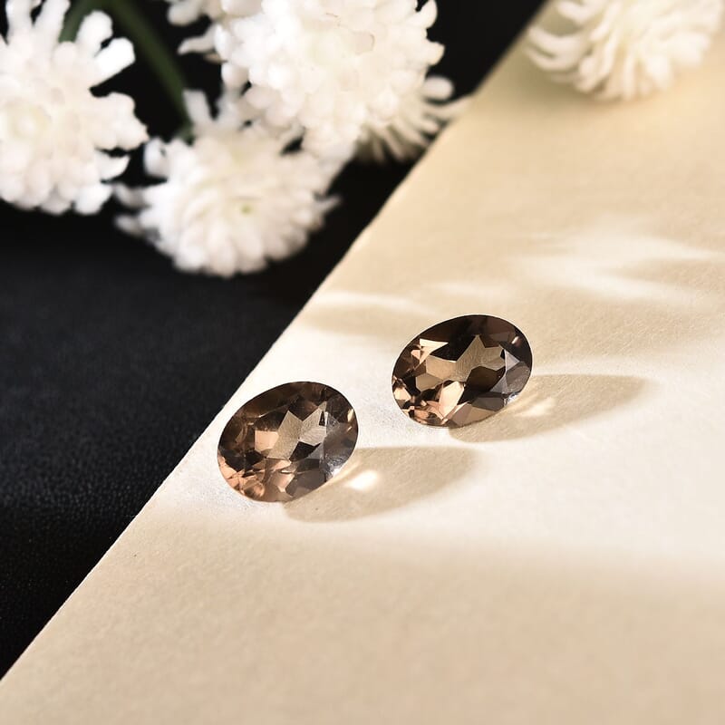 Brazilian Smoky Quartz Set of 2 (Oval 8x6 mm) 2.00 ctw