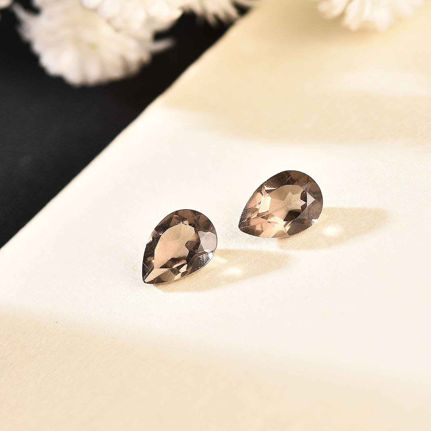 Brazilian Smoky Quartz Set of 2 (Pear 7x5 mm) 1.19 ctw