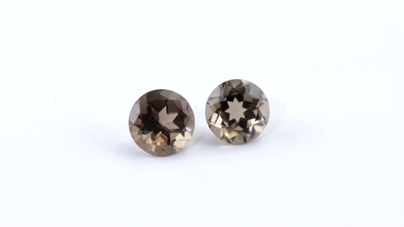 Brazilian Smoky Quartz Set of 2 (Rnd 8 mm) 3.25 ctw