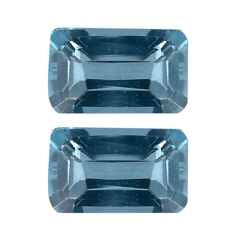 Swiss Blue Topaz Set of 2 (Oct 5x3 mm) 0.70 ctw
