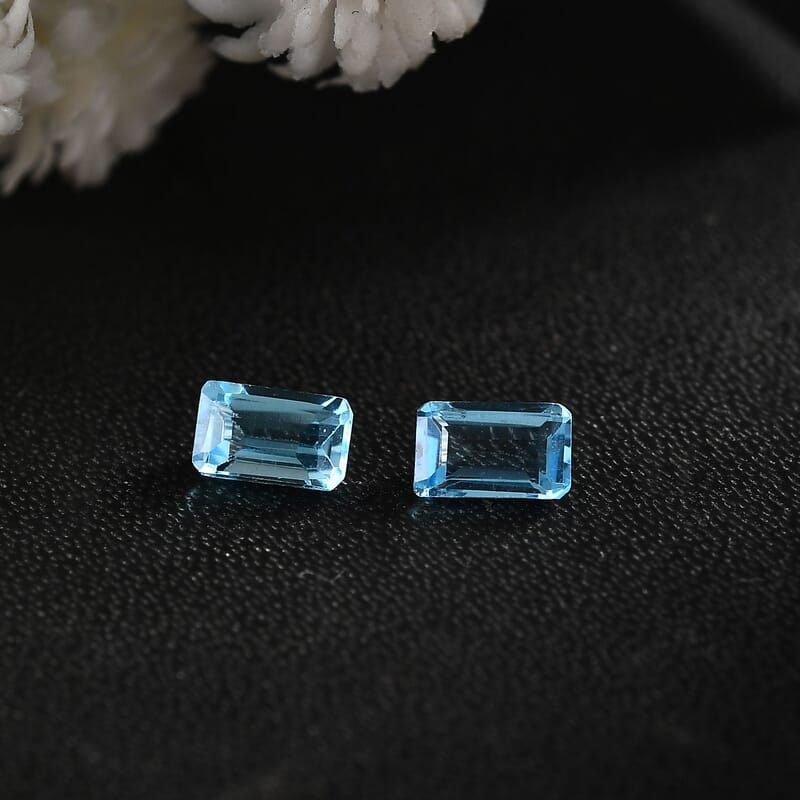 Swiss Blue Topaz Set of 2 (Oct 5x3 mm) 0.70 ctw
