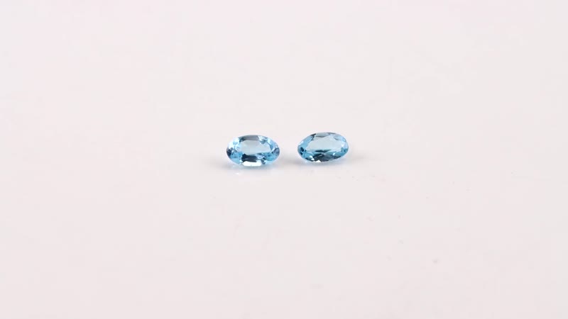 Swiss Blue Topaz Set of 2 (Oval 5x3 mm) 0.49 ctw