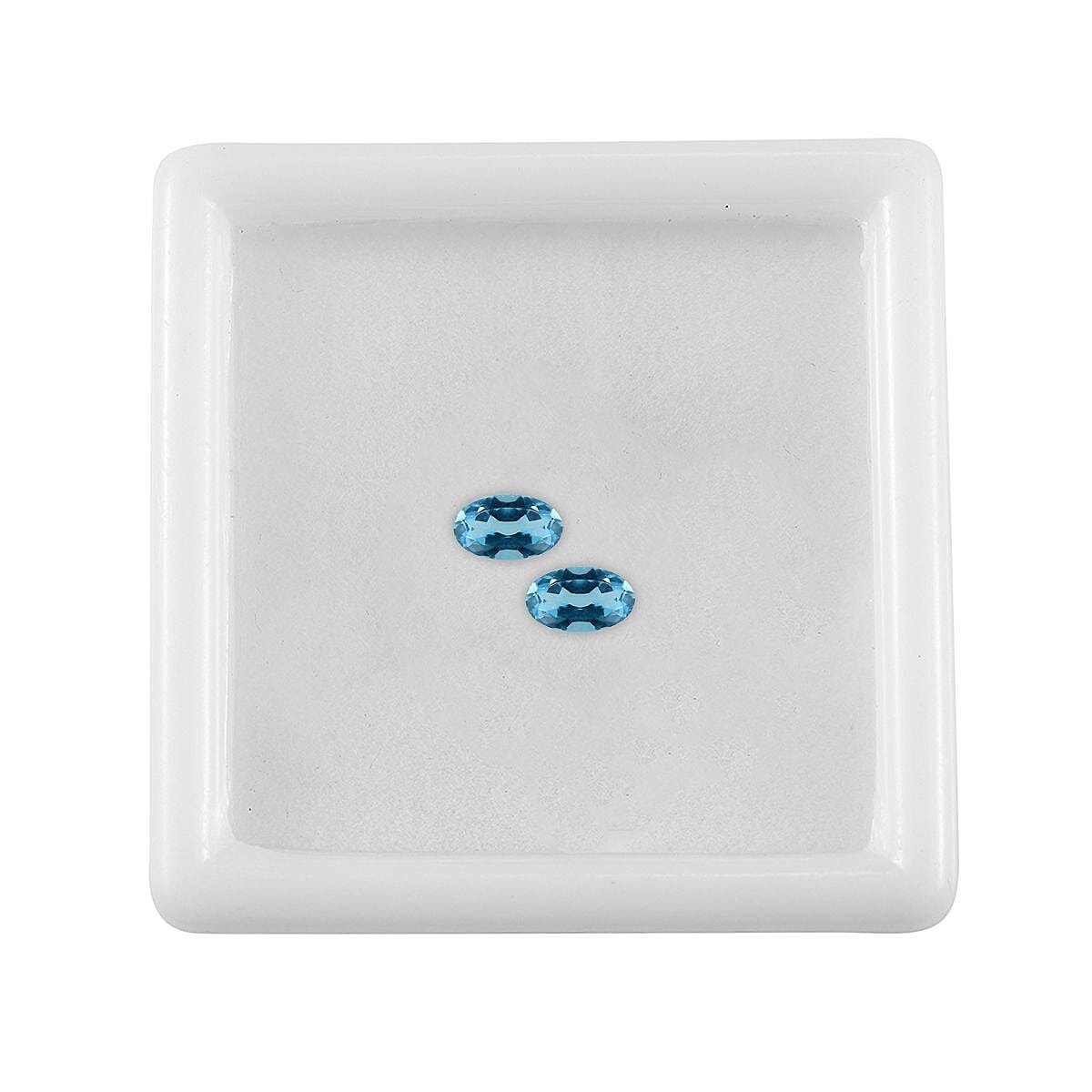 Swiss Blue Topaz Set of 2 (Oval 5x3 mm) 0.49 ctw