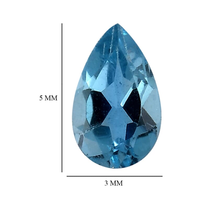 Swiss Blue Topaz Set of 2 (Pear 5x3 mm) 0.47 ctw