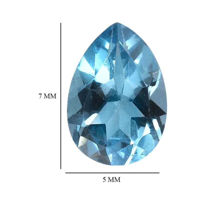Swiss Blue Topaz (Pear 7x5 mm) 0.76 ctw Loose Gemstone