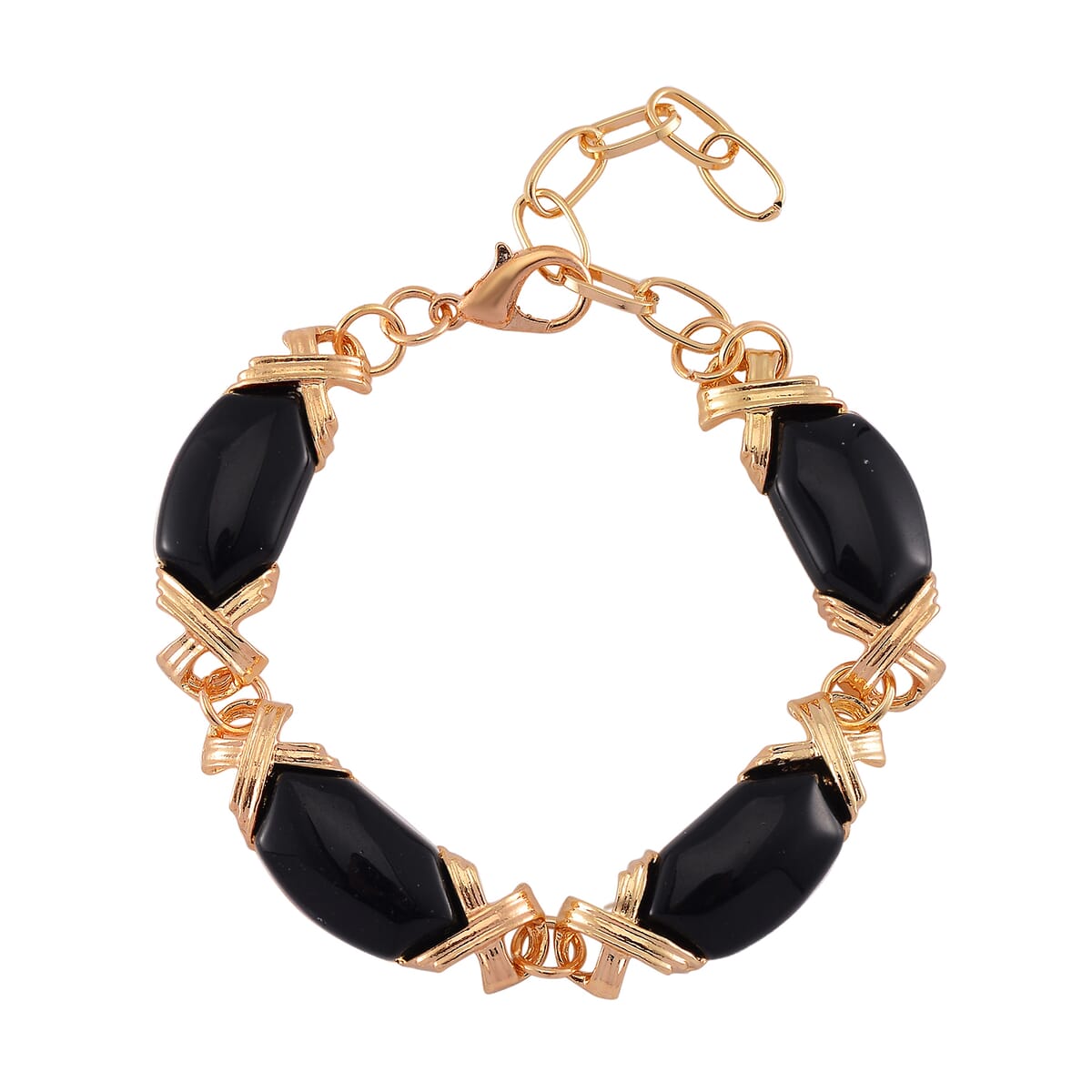 TLV Black Obsidian Molto Kiss Bracelet in Goldtone (6-8In) 65.00 ctw image number 0