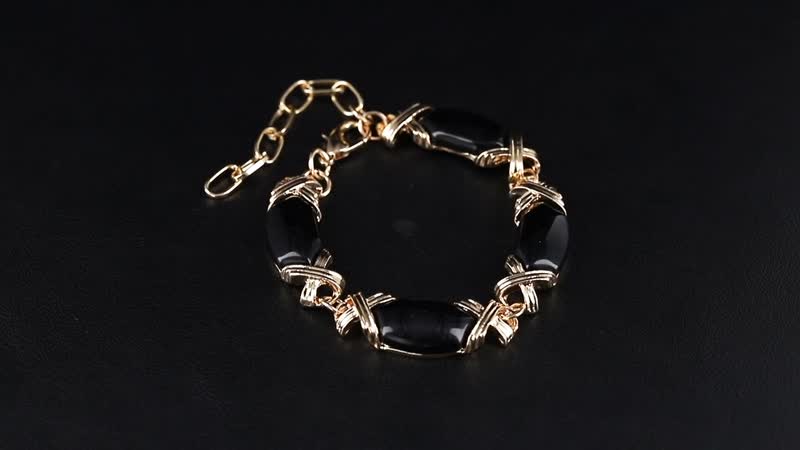 TLV Black Obsidian Molto Kiss Bracelet in Goldtone (6-8In) 65.00 ctw