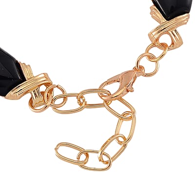 Black Obsidian 65.00 ctw Molto Kiss Bracelet in Goldtone (6-8In)