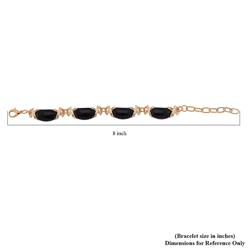 Black Obsidian 65.00 ctw Molto Kiss Bracelet in Goldtone (6-8In)