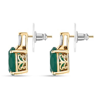 D'Joy Verde Onyx and White Topaz 9.15 ctw Green Luxe Earrings in 18K Vermeil Yellow Gold Over Sterling Silver